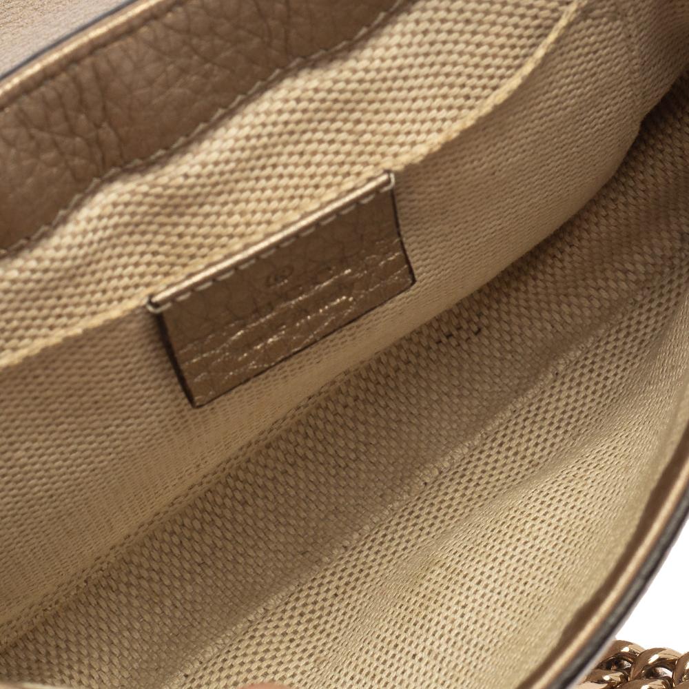 Gucci Metallic Gold Leder Soho Kette Crossbody Tasche 3