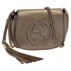 Gucci Metallic Gold Leather Soho Chain Crossbody Bag