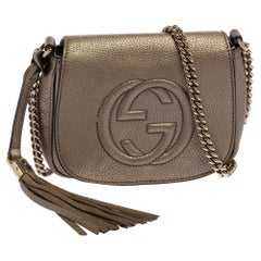 Used Gucci Metallic Gold Leather Soho Chain Crossbody Bag