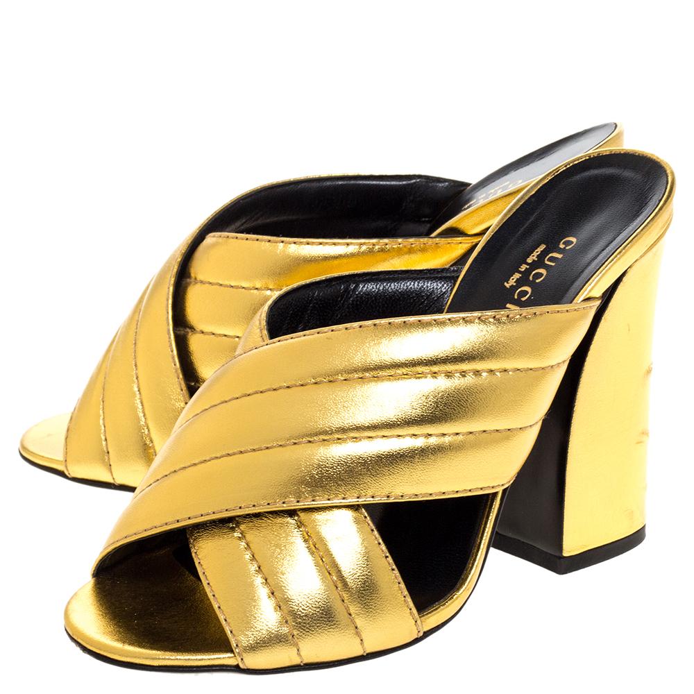 gold gucci heels