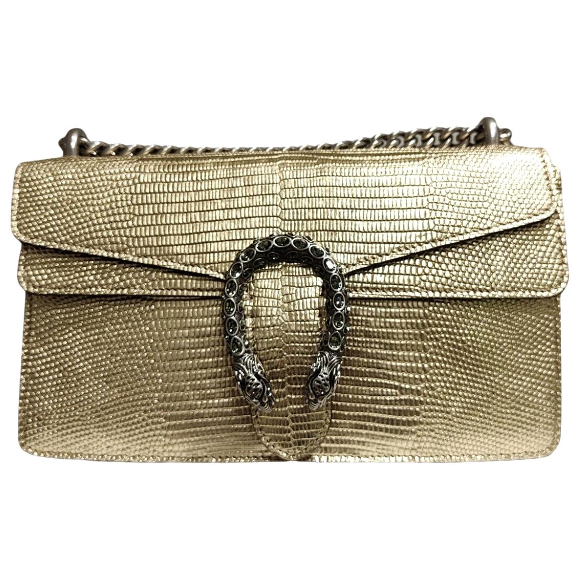 Gucci metallic gold lizard Dionysus shoulder bag NWOT