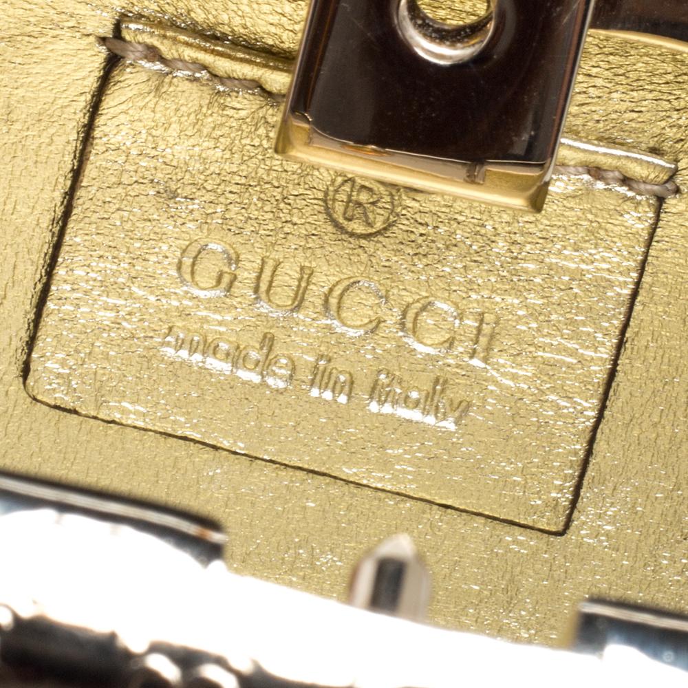 Gucci Metallic Gold Micro Guccissima Metal GG Minaudiere Chain Clutch 1