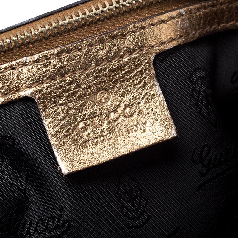 Women's Gucci Metallic Gold Patent Leather Large Hysteria Clutch