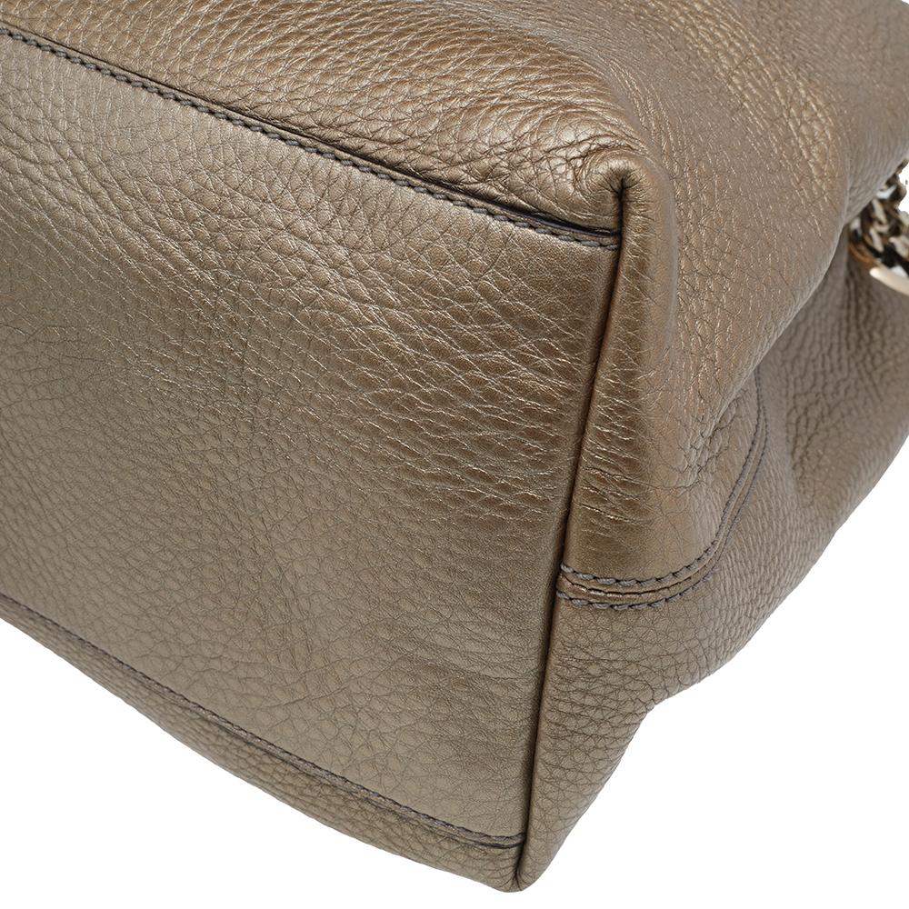 Gucci Metallic Gold Pebbled Leather Medium Soho Chain Tote 1