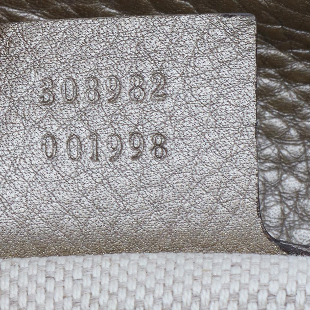 Gucci Metallic Gold Pebbled Leather Medium Soho Chain Tote 2