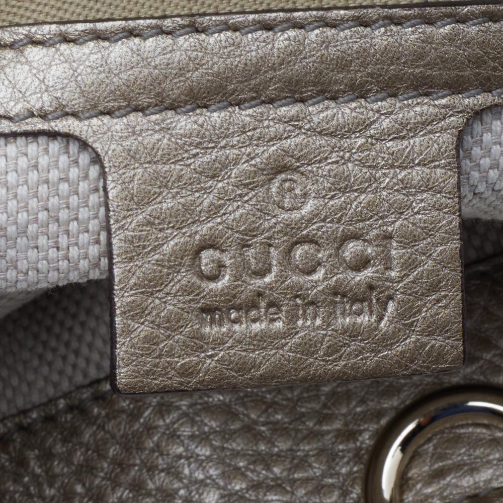 Gucci Metallic Gold Pebbled Leather Medium Soho Chain Tote 4