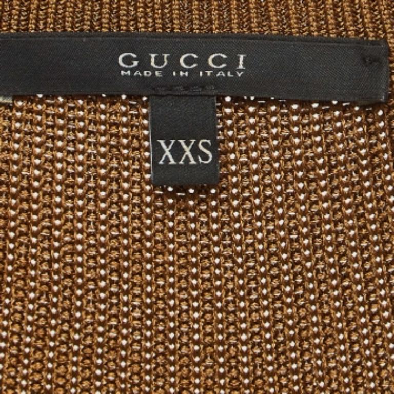 Gucci Metallic Golddruck Rippe stricken Tank Top XXS (Braun)