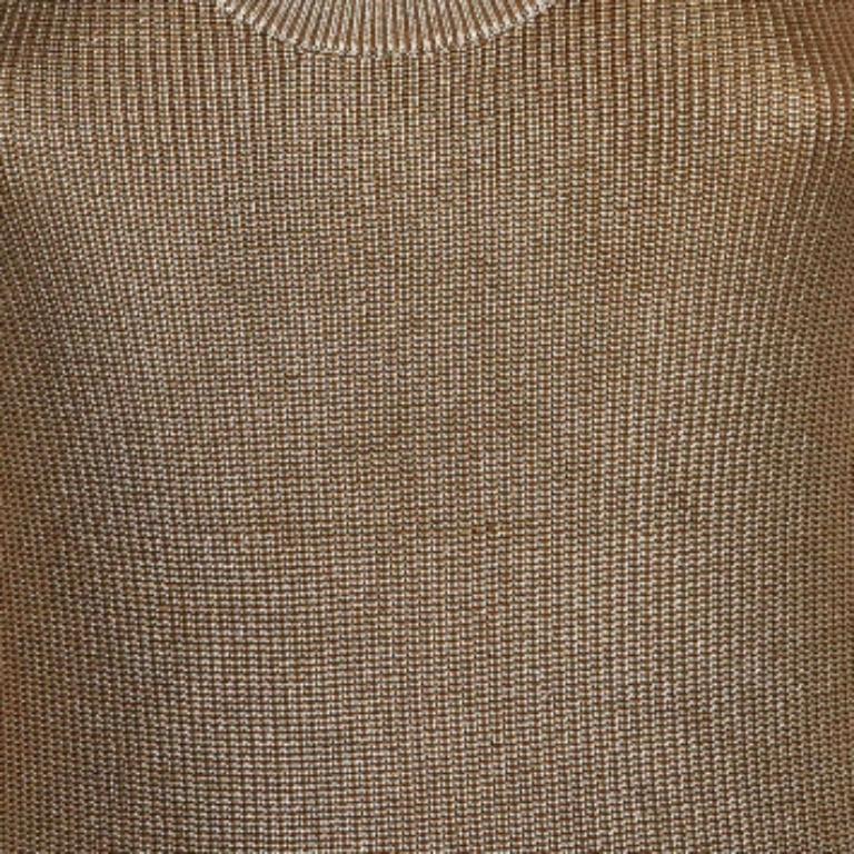 Gucci Metallic Golddruck Rippe stricken Tank Top XXS im Zustand „Gut“ in Dubai, Al Qouz 2