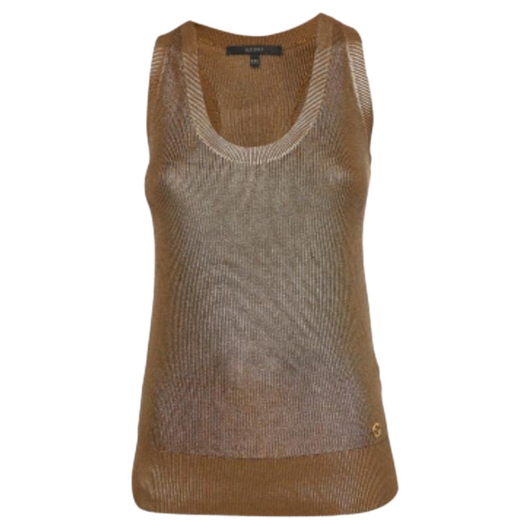 Camiseta de tirantes de punto con estampado dorado metalizado Gucci XXS