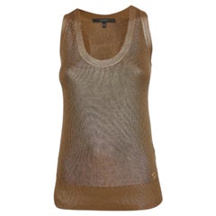Gucci Metallic Golddruck Rippe stricken Tank Top XXS