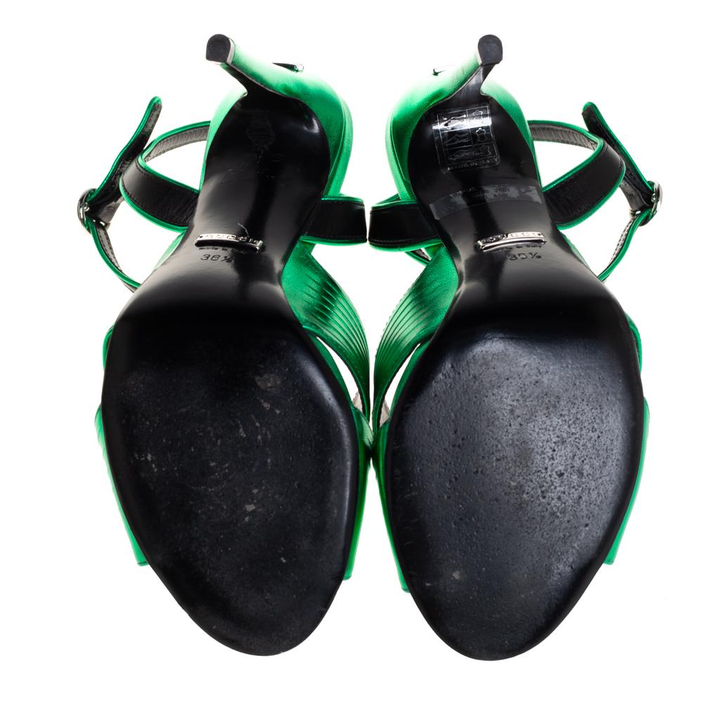 metallic green sandals