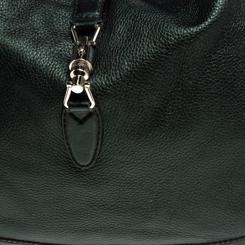 Women's Gucci Metallic Green Leather Large New Jackie Hobo