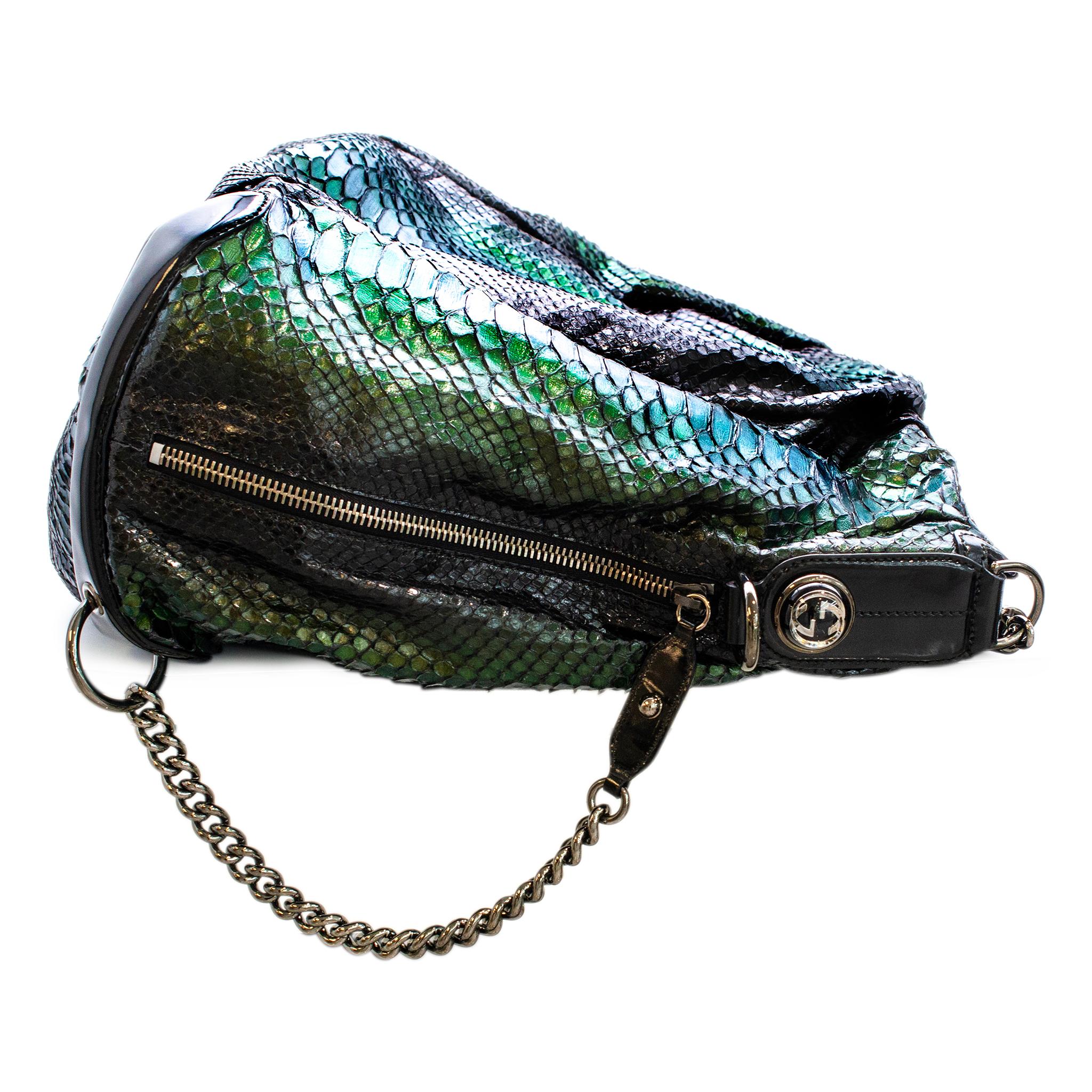 Gucci Pitón Verde Metalizado Galaxy 228559 Bolso de Piel para Mujer Negro