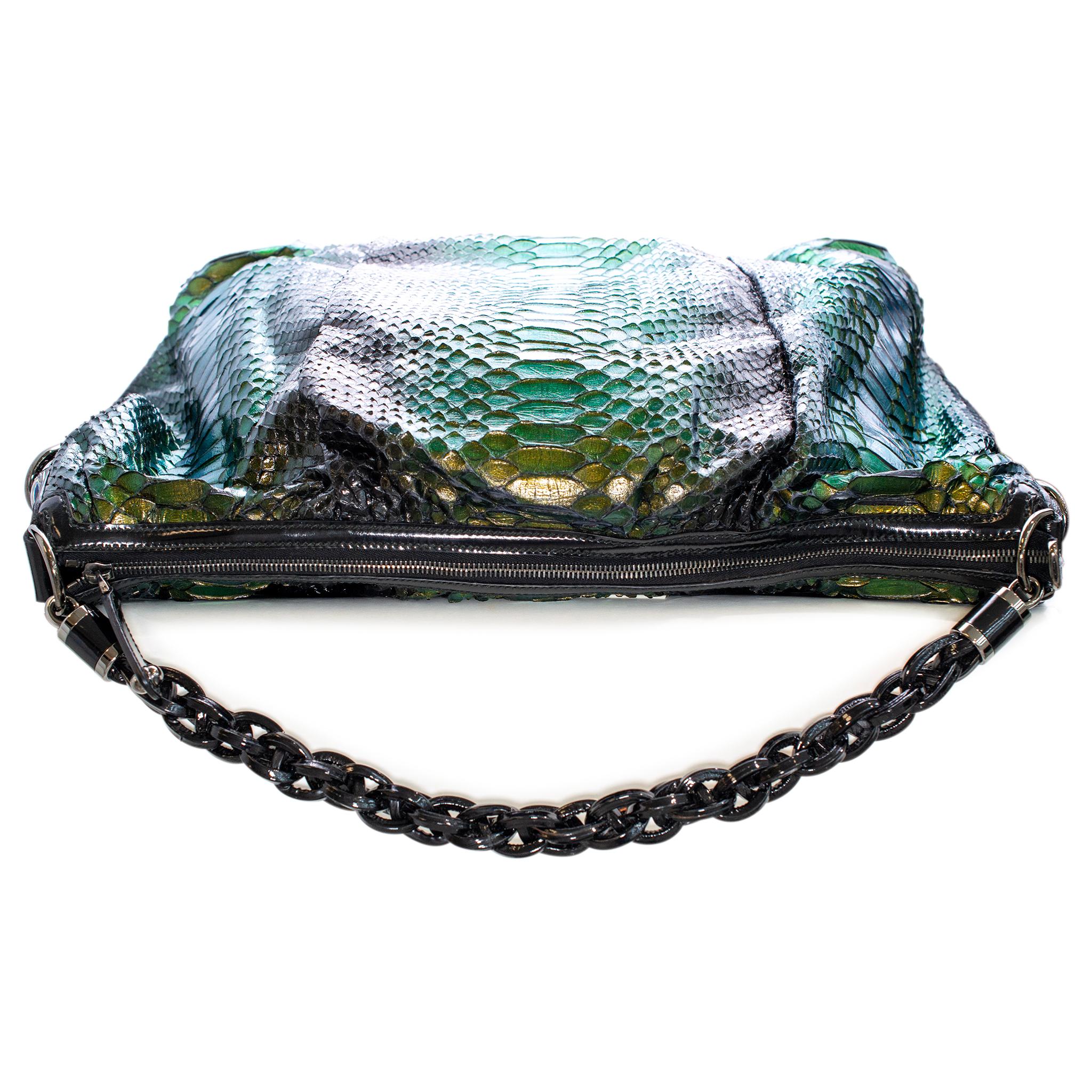 Gucci Pitón Verde Metalizado Galaxy 228559 Bolso de Piel para Mujer en Excelente Estado en Houston, US