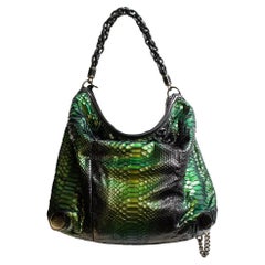 Used Gucci Metallic Green Python Galaxy 228559 Ladies Leather Handbag