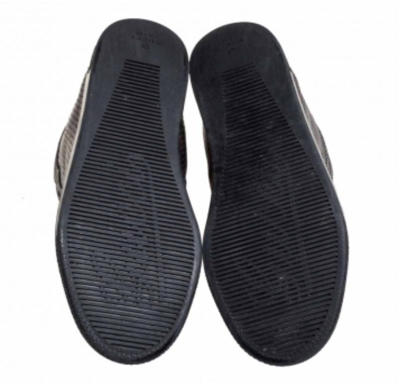 Gucci Metallic Grey Leather High-Top Sneakers Size 37 For Sale 1