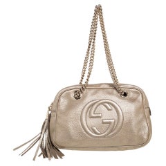 Gucci Metallic Grey Leather Medium Soho Chain Shoulder Bag