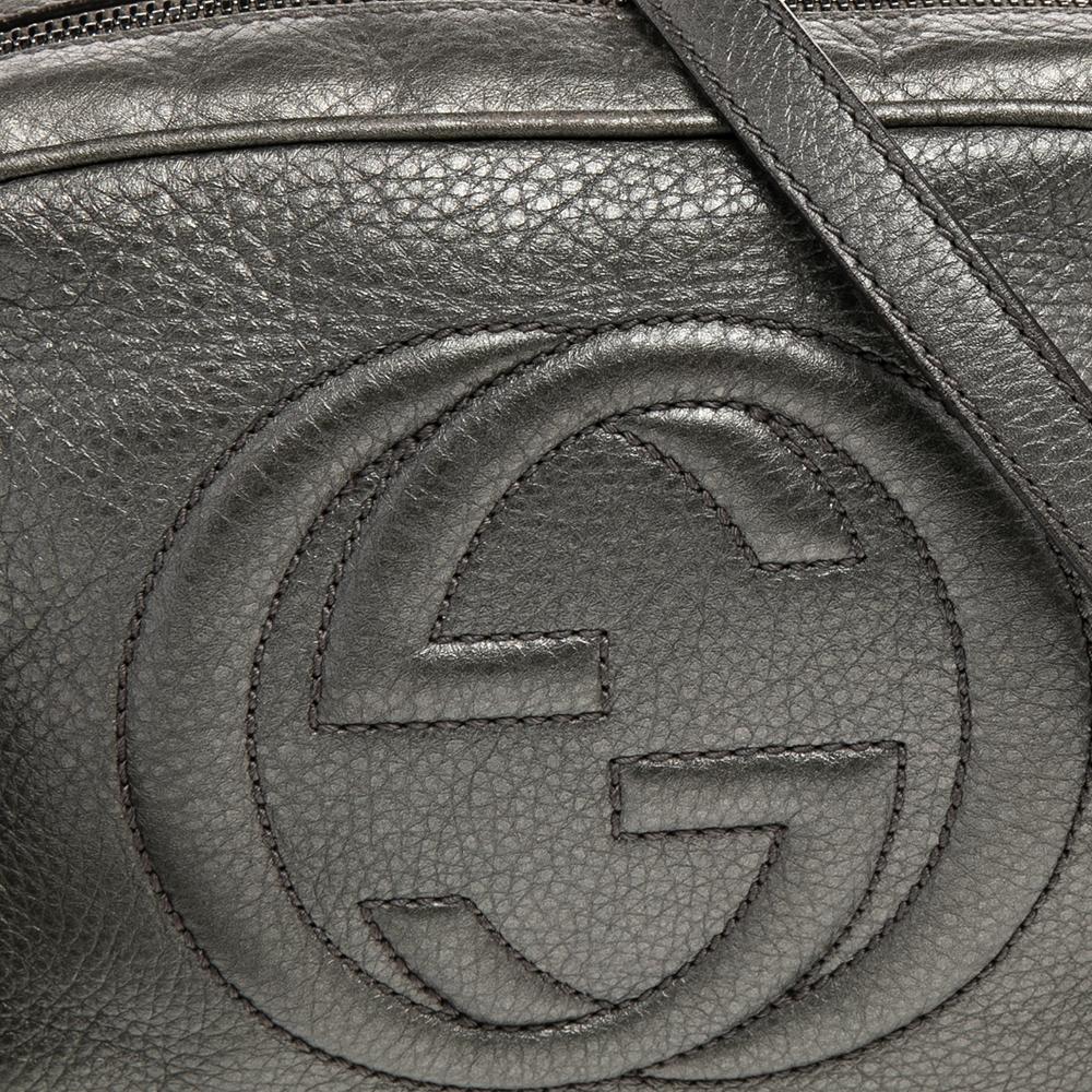 Gucci Metallic Grey Leather Small Soho Disco Crossbody Bag 5