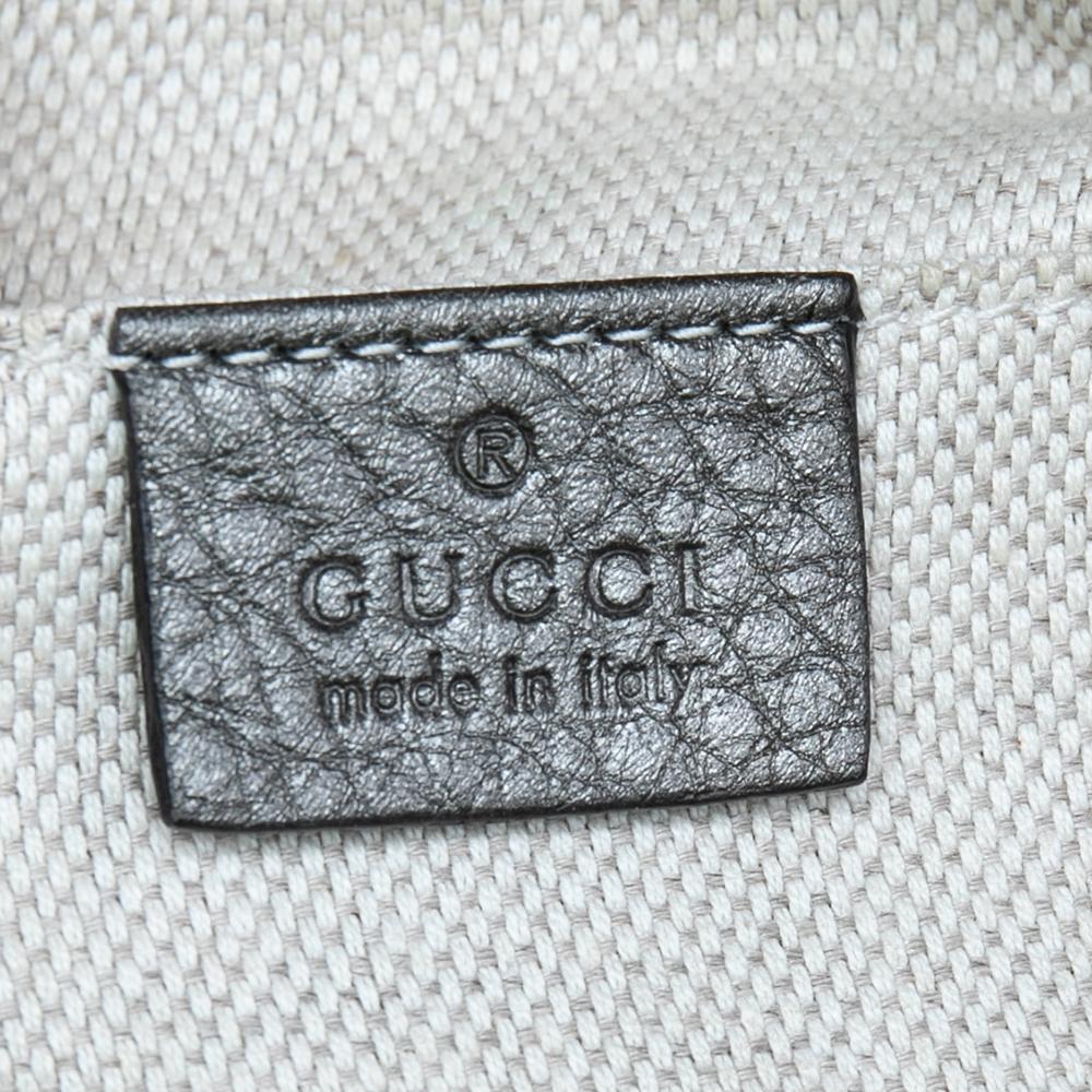 Gucci Metallic Grey Leather Small Soho Disco Crossbody Bag 1