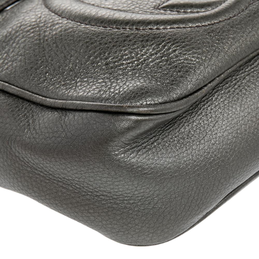 Gucci Metallic Grey Leather Small Soho Disco Crossbody Bag 4