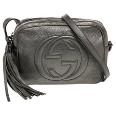 Used Gucci Metallic Grey Leather Small Soho Disco Crossbody Bag