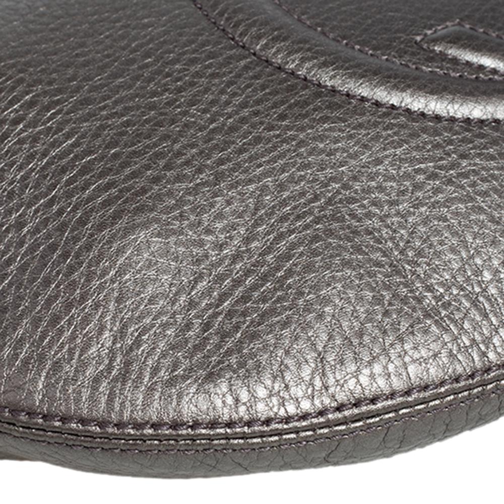 Gucci Metallic Grey Leather Soho Small Messenger Bag 3