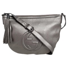 Gucci Metallic Grey Leather Soho Small Messenger Bag