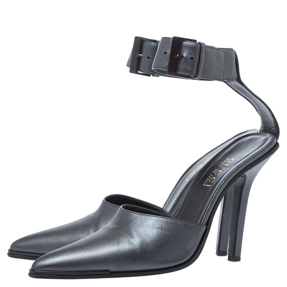 Grey pumps with ankle strap online