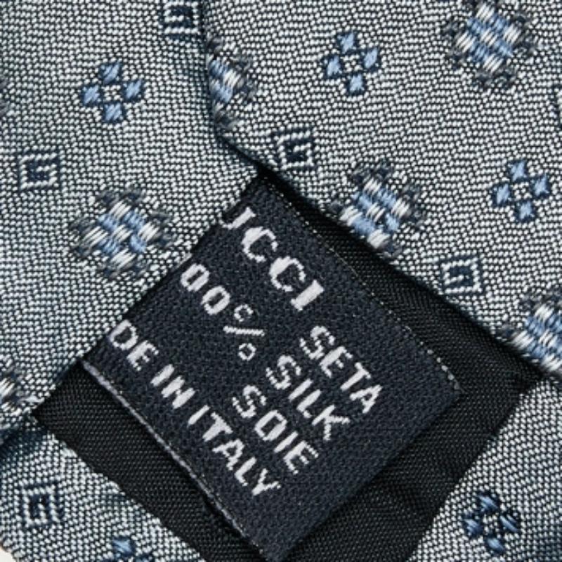 Gucci Metallic Graue Krawatte aus Jacquard mit Mikro-Motiv aus Seide Herren im Angebot
