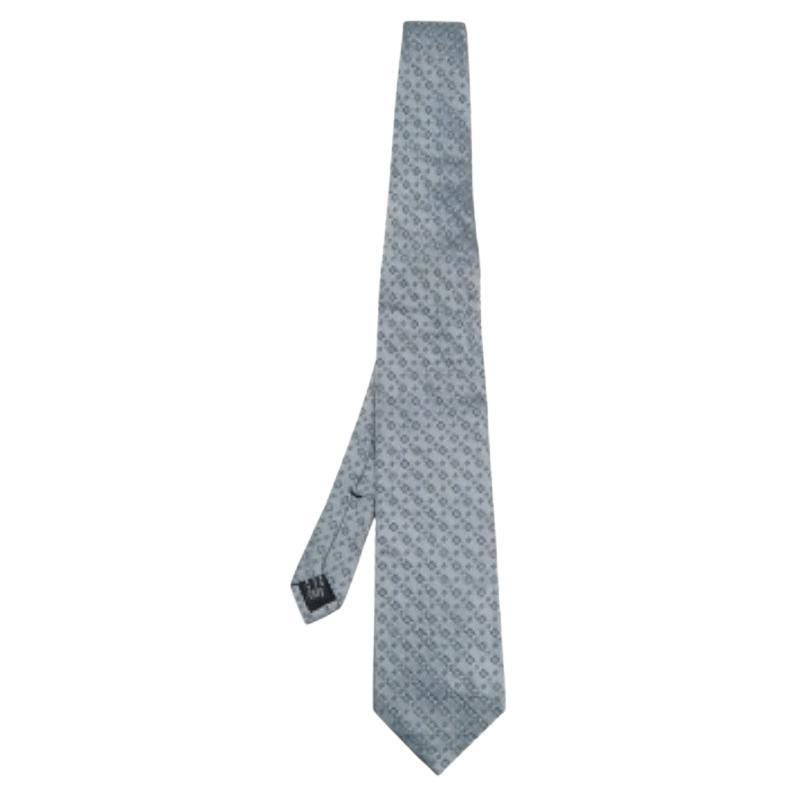 Gucci Metallic Graue Krawatte aus Jacquard mit Mikro-Motiv aus Seide im Angebot