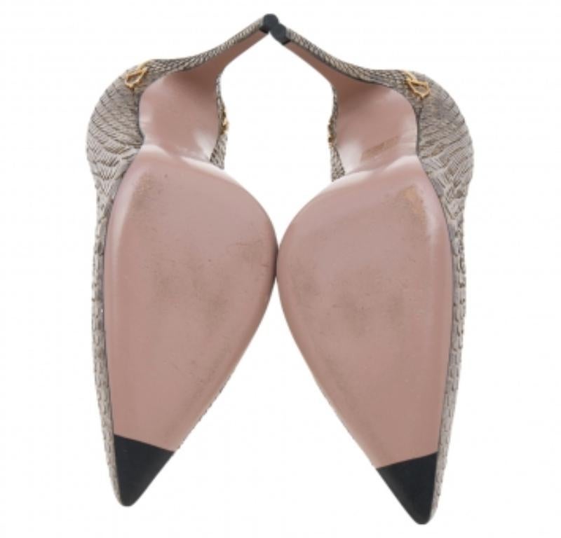 Gucci escarpins à bout pointu en python gris métallisé, taille 37,5 en vente 3