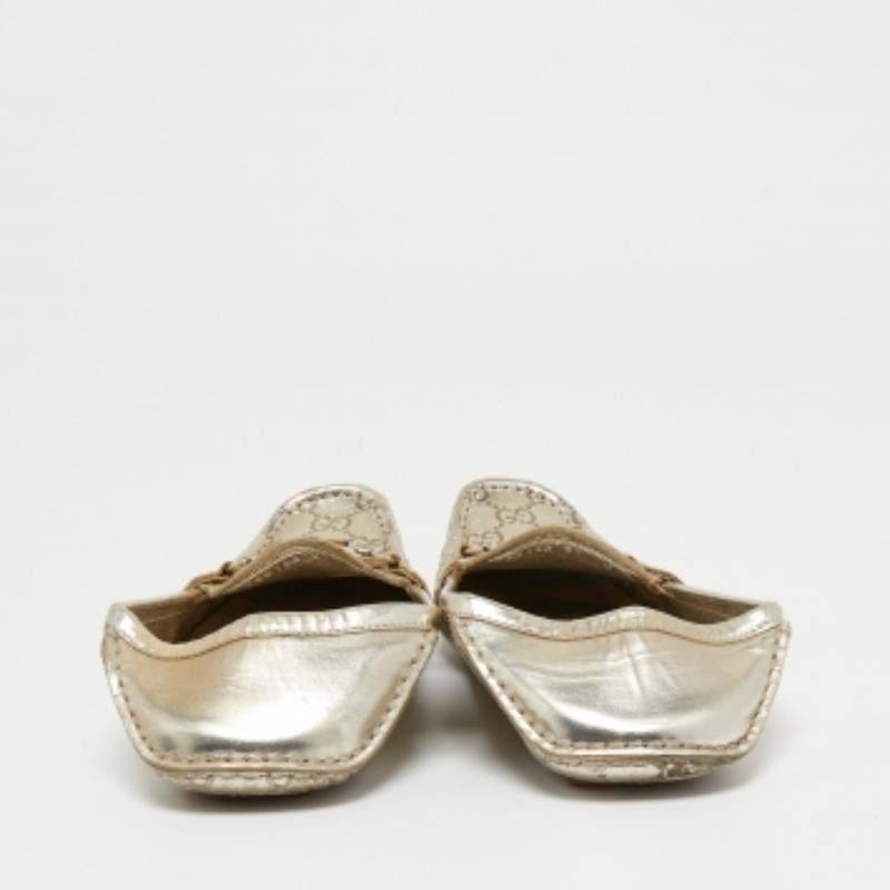Mocasines Gucci Metalizados Guccissima Piel Bambú Horsebit Slip On Talla 37 Beige en venta