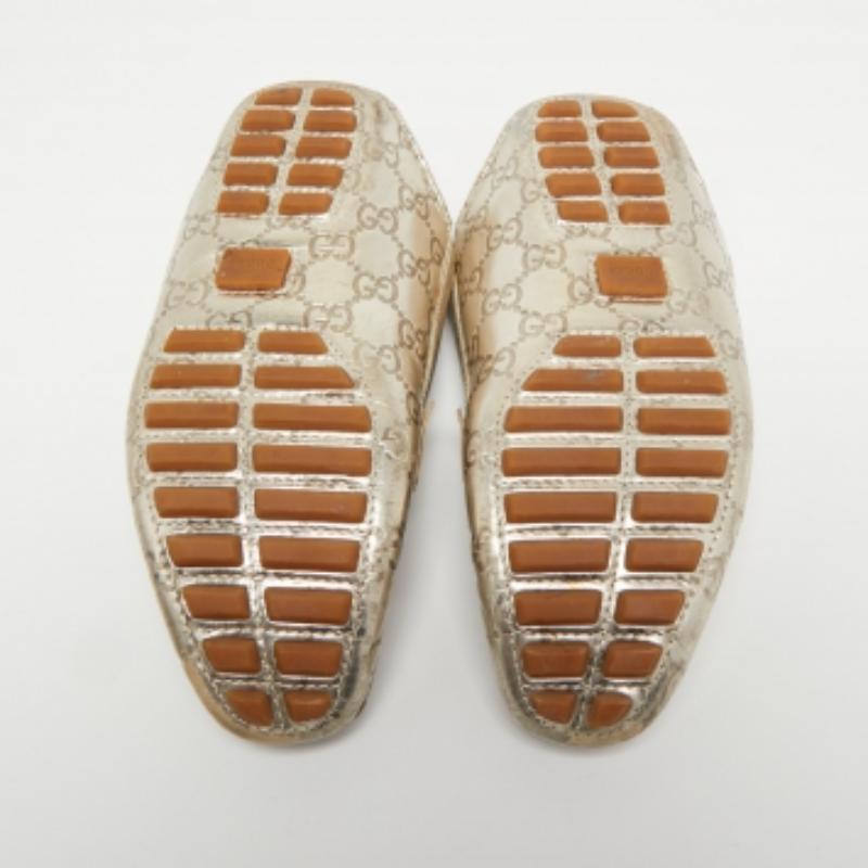 Mocasines Gucci Metalizados Guccissima Piel Bambú Horsebit Slip On Talla 37 en venta 3