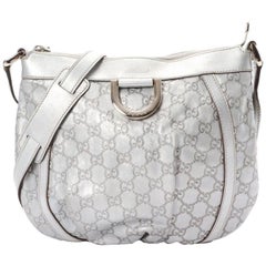Gucci Metallic Guccissima Messenger 868781 Silver Leather Shoulder Bag