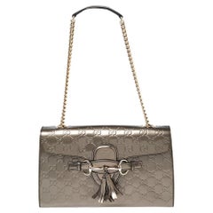Gucci Metallic Guccissima Patent Leather Medium Emily Chain Shoulder Bag