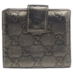 Gucci Metallic Gun Metal Guccissima Leather Compact Wallet