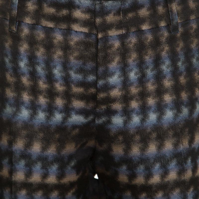 Gucci Metallic Houndstooth Pattern Silk Jacquard Skinny Trousers S 1
