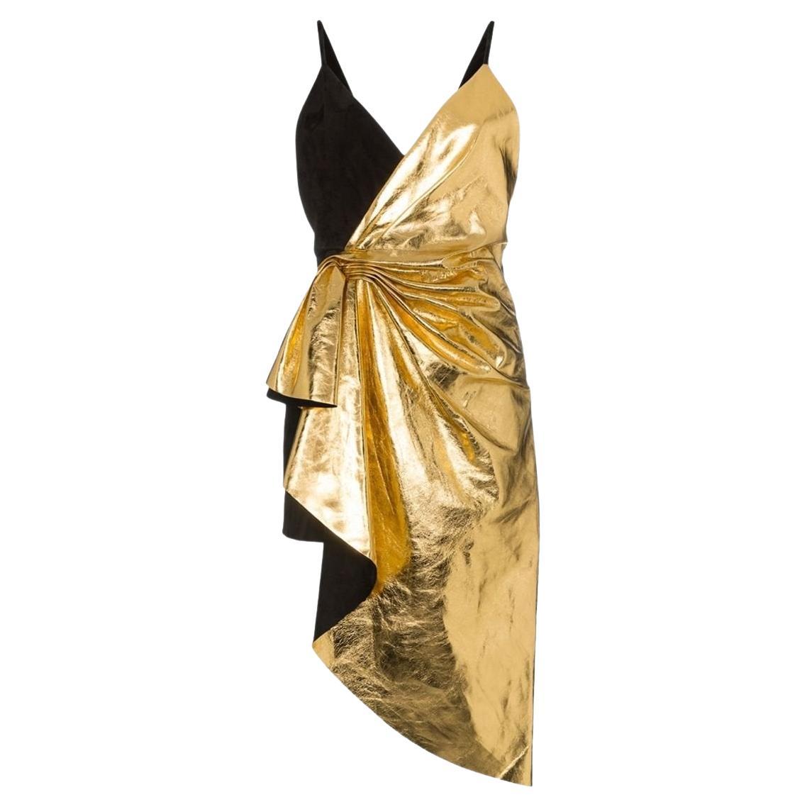 Gucci strapless ruffle gold beaded silk dress at 1stDibs