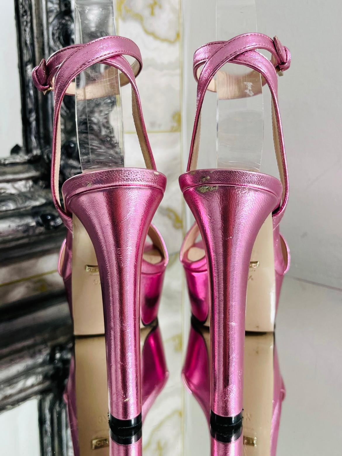 Women's Gucci Metallic Leather Horsebit Platform Sandals