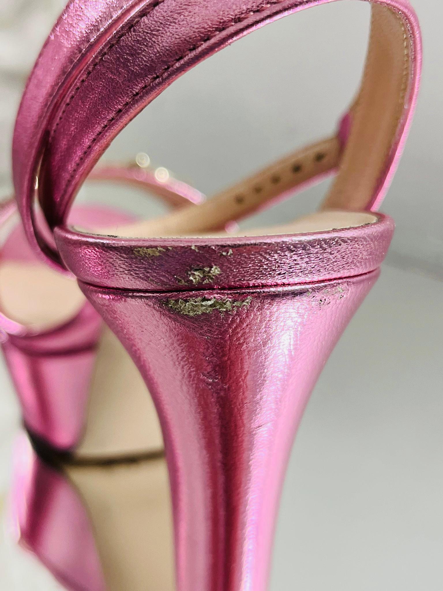 Gucci Metallic Leather Horsebit Platform Sandals 4