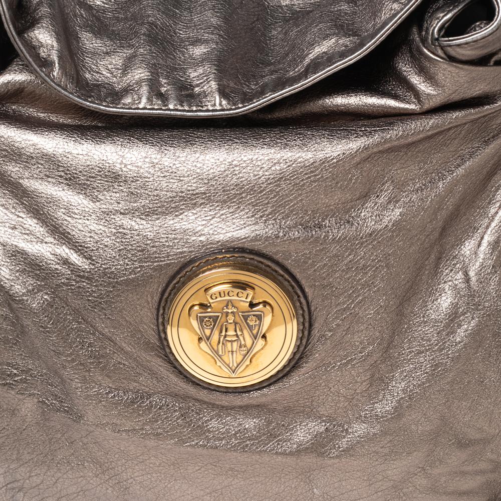 Gray Gucci Metallic Leather Hysteria Shoulder Bag