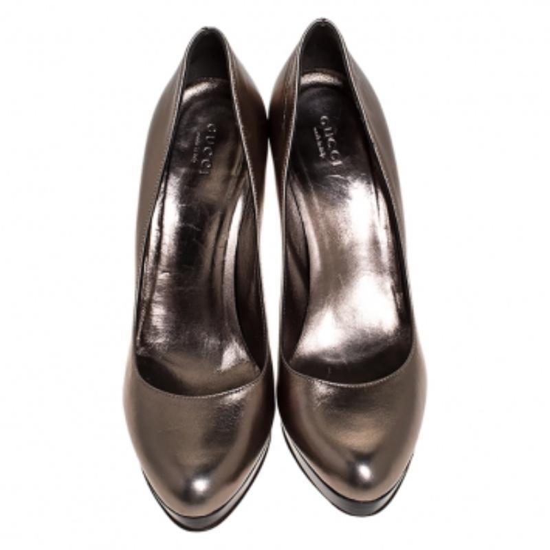 Noir Gucci - Escarpins à plateforme Lisbeth en cuir métallisé, taille 38