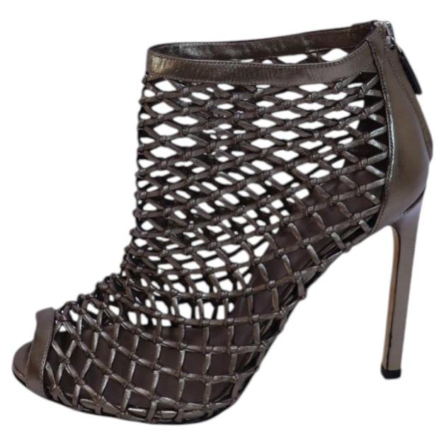 Bottines à bout ouvert en cuir métallisé et résille Gucci - taille 36,5 (EU)
