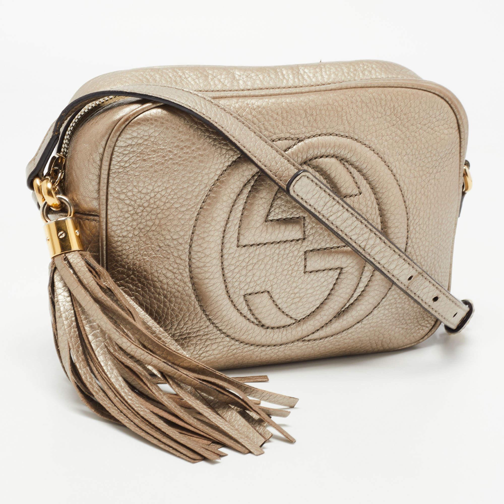 Women's Gucci Metallic Leather Small Soho Disco Crossbody Bag