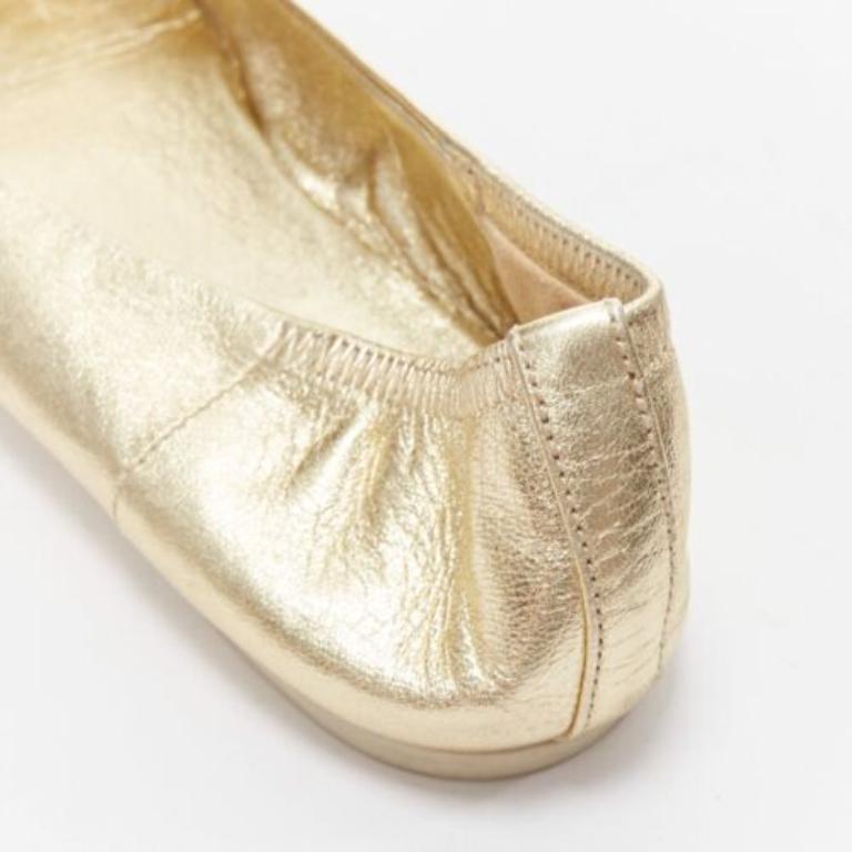 Bailarinas de punta redonda con hebilla Horsebit en oro claro metalizado GUCCI EU36 en venta 3