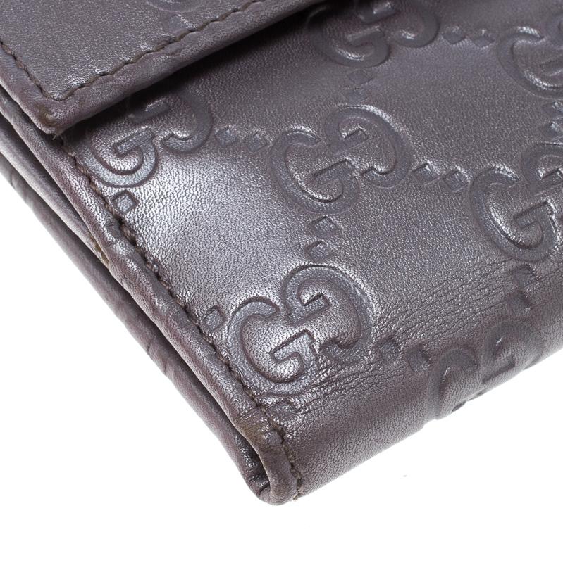 Gucci Metallic Lilac Guccissima Leather Heart Interlocking GG French Wallet 6
