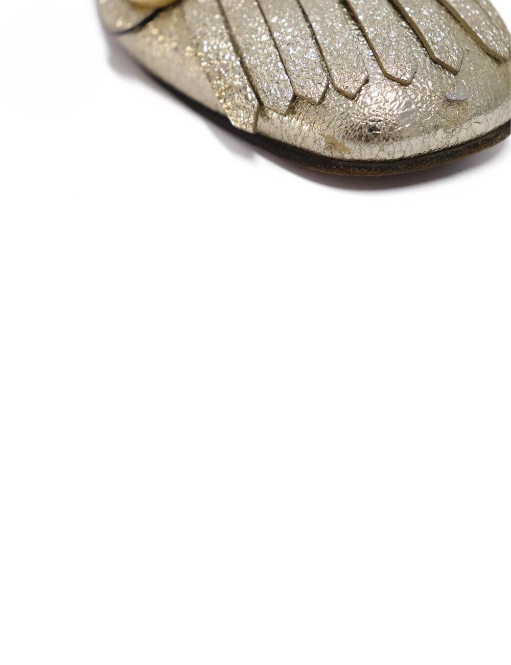 Gucci Metallic Marmont Fringed Flat Mules Size EU 37 1