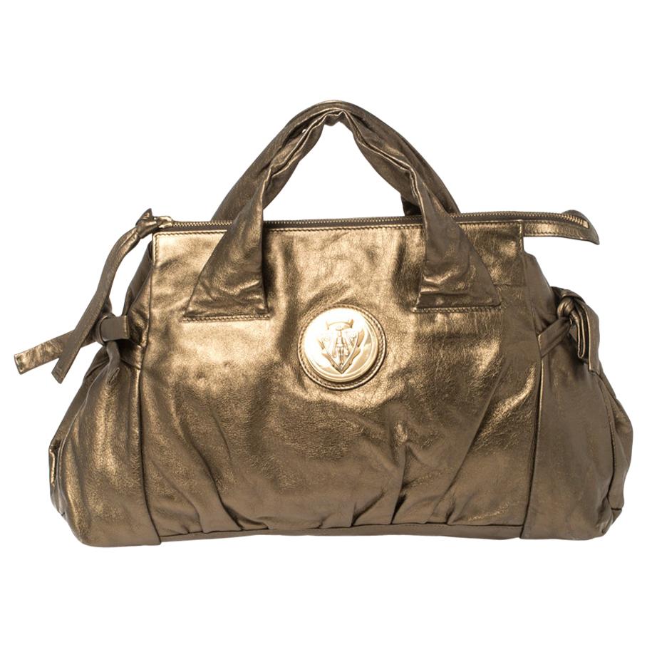 Gucci Metallic Olive Green Leather Hysteria Tote