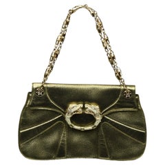Gucci Metallic Olive Leather Dragon Bag  FW 2004 Tom Ford  Crystal Embellished