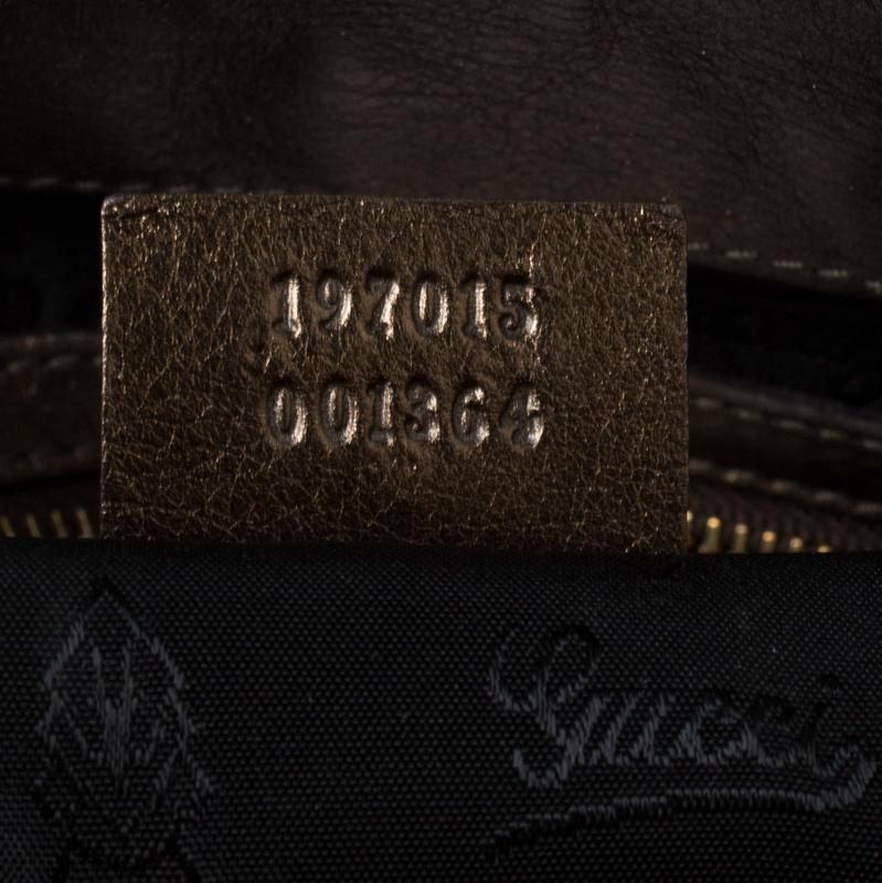 Gucci Metallic Olive Leather Large Hysteria Clutch 1